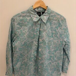GAP Teal Paisley Button Down Shirt